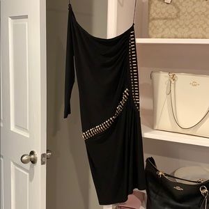 One sleeve off the shoulder dress